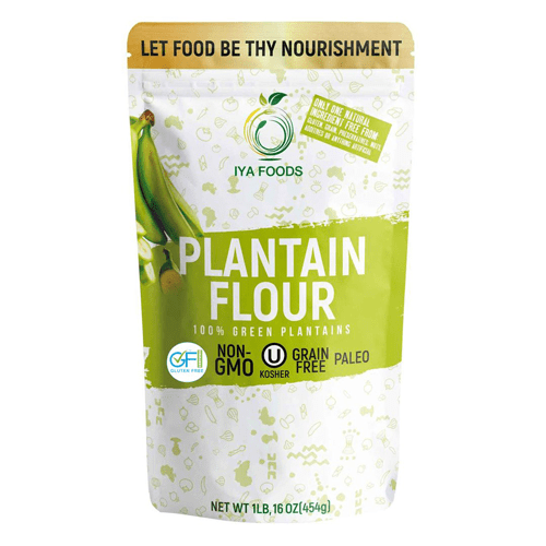 Plantain flour. 1 serving is 1/4 cup. That is the daily limit and replaces 1 fruit.