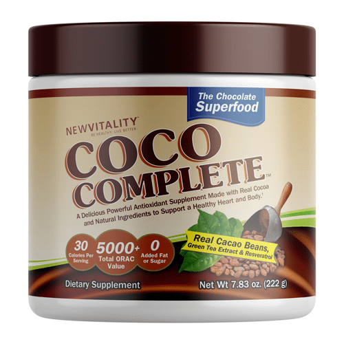 All of the health-promoting properties of cocoa together with green tea and resveratrol. Delicious chocolate flavored drink mix.